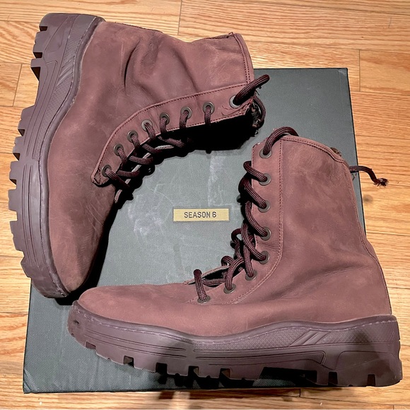 Yeezy Oxblood/Purple Nubuck Suede Combat Boot Season 6 Size 42 (8.5 Mens) - Picture 1 of 10